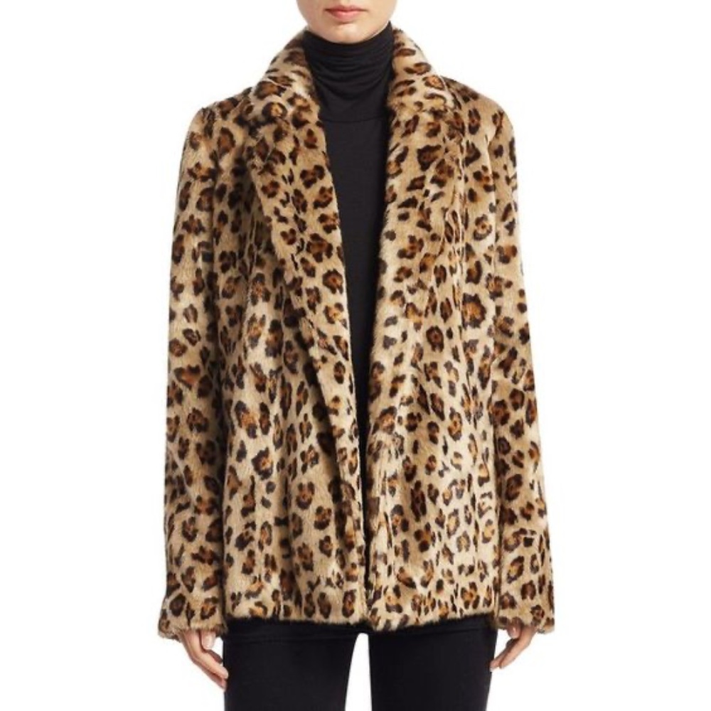 Theory Faux Leopard Motif Relaxed Jacket Size Petite